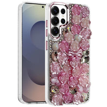 For Samsung S26 Ultra Case Roses Arrangement 3D Bling Cover + Tempered Glass