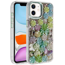 For iPhone 11 6.1 in. Case Roses Arrangement 3D Bling Cover + Tempered Glass