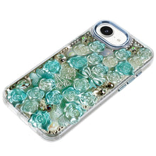 For iPhone 16e Case Roses Arrangement 3D Bling Phone Cover + Tempered Glass