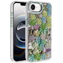 For iPhone 16e Case Roses Arrangement 3D Bling Phone Cover + Tempered Glass