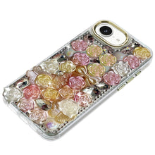 For iPhone 16e Case Roses Arrangement 3D Bling Phone Cover + Tempered Glass