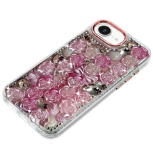 For iPhone 16e Case Roses Arrangement 3D Bling Phone Cover + Tempered Glass