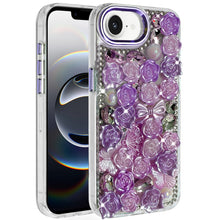 For iPhone 16e Case Roses Arrangement 3D Bling Phone Cover + Tempered Glass