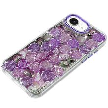 For iPhone 16e Case Roses Arrangement 3D Bling Phone Cover + Tempered Glass