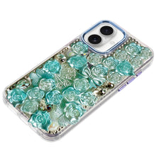 For iPhone 17 Case Full Roses Arrangement 3D Bling Phone Cover + Tempered Glass