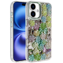 For iPhone 17 Case Full Roses Arrangement 3D Bling Phone Cover + Tempered Glass