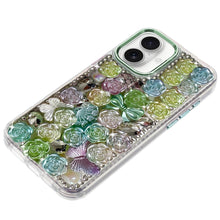 For iPhone 17 Case Full Roses Arrangement 3D Bling Phone Cover + Tempered Glass