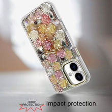 For iPhone 17 Case Full Roses Arrangement 3D Bling Phone Cover + Tempered Glass