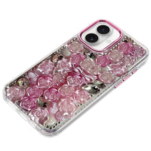 For iPhone 17 Case Full Roses Arrangement 3D Bling Phone Cover + Tempered Glass