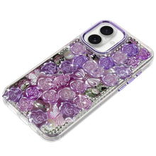 For iPhone 17 Case Full Roses Arrangement 3D Bling Phone Cover + Tempered Glass