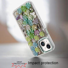 For iPhone 13/14 Case Roses Arrangement 3D Bling Phone Cover + Tempered Glass