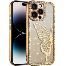 For iPhone 14 PRO MAX 6.7 in. Case Rhinestone Bling Butterfly Glitter Phone Case