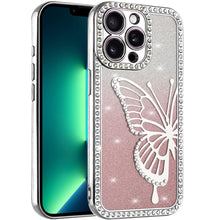 For iPhone 13 Pro Max 6.7 inch Case Large Bling Electroplated Butterfly Glitter