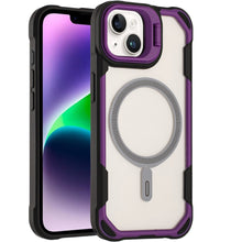 For iPhone 13/14 Case Rugged Magnetic Circle Lens Stand Cover + Tempered Glass