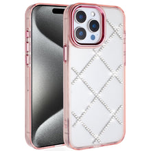 For iPhone 15 Pro Max Case Gem Bling Diamond Pattern Cover + 2 Tempered Glass