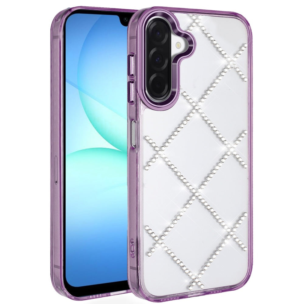For Samsung A17 5G Case Crystal Gem Bling Diamond Pattern Cover + Tempered Glass