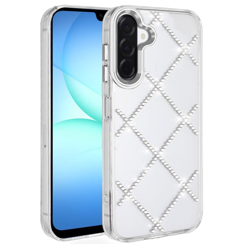 For Samsung A17 5G Case Crystal Gem Bling Diamond Pattern Cover + Tempered Glass