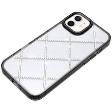 For iPhone 11 6.1 in. Case Gem Bling Diamond Pattern Cover + Tempered Glass