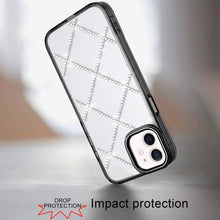 For iPhone 11 6.1 in. Case Gem Bling Diamond Pattern Cover + Tempered Glass