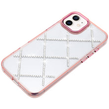 For iPhone 11 6.1 in. Case Gem Bling Diamond Pattern Cover + Tempered Glass