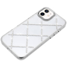For iPhone 11 6.1 in. Case Gem Bling Diamond Pattern Cover + Tempered Glass