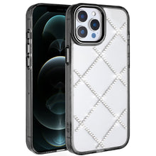 For iPhone 12 Pro Max Case Gem Bling Diamond Pattern Cover + Tempered Glass