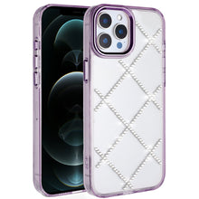 For iPhone 12 Pro Max Case Gem Bling Diamond Pattern Cover + Tempered Glass