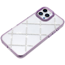 For iPhone 12 Pro Max Case Gem Bling Diamond Pattern Cover + Tempered Glass