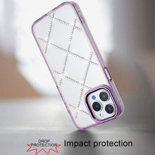 For iPhone 12 Pro Max Case Gem Bling Diamond Pattern Cover + Tempered Glass