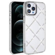 For iPhone 12 Pro Max Case Gem Bling Diamond Pattern Cover + Tempered Glass