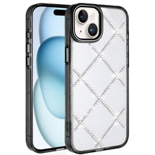 For iPhone 15 Case Gem Bling Diamond Pattern Rhinestone Cover + 2 Tempered Glass