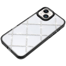 For iPhone 15 Case Gem Bling Diamond Pattern Rhinestone Cover + 2 Tempered Glass
