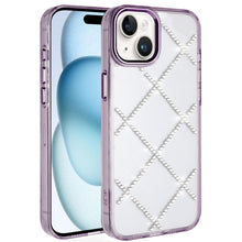 For iPhone 15 Case Gem Bling Diamond Pattern Rhinestone Cover + 2 Tempered Glass
