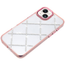 For iPhone 15 Case Gem Bling Diamond Pattern Rhinestone Cover + 2 Tempered Glass