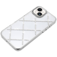 For iPhone 15 Case Gem Bling Diamond Pattern Rhinestone Cover + 2 Tempered Glass