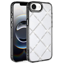 For iPhone 16e Case Gem Bling Diamond Pattern Rhinestone Cover + Tempered Glass