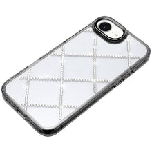 For iPhone 16e Case Gem Bling Diamond Pattern Rhinestone Cover + Tempered Glass