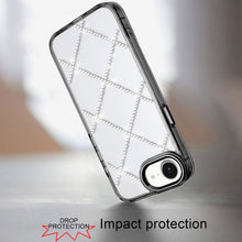 For iPhone 16e Case Gem Bling Diamond Pattern Rhinestone Cover + Tempered Glass