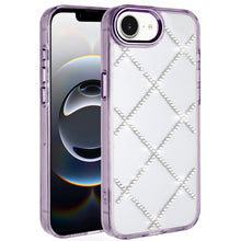 For iPhone 16e Case Gem Bling Diamond Pattern Rhinestone Cover + Tempered Glass