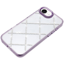 For iPhone 16e Case Gem Bling Diamond Pattern Rhinestone Cover + Tempered Glass