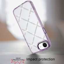 For iPhone 16e Case Gem Bling Diamond Pattern Rhinestone Cover + Tempered Glass