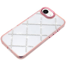 For iPhone 16e Case Gem Bling Diamond Pattern Rhinestone Cover + Tempered Glass