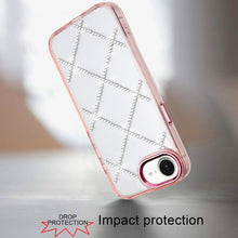 For iPhone 16e Case Gem Bling Diamond Pattern Rhinestone Cover + Tempered Glass
