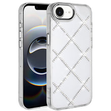 For iPhone 16e Case Gem Bling Diamond Pattern Rhinestone Cover + Tempered Glass