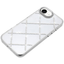 For iPhone 16e Case Gem Bling Diamond Pattern Rhinestone Cover + Tempered Glass