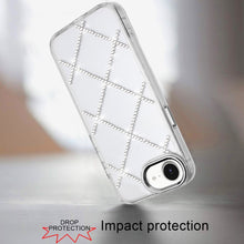 For iPhone 16e Case Gem Bling Diamond Pattern Rhinestone Cover + Tempered Glass