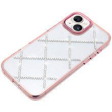 For iPhone 13/14 Case Gem Bling Diamond Pattern Rhinestone Cover +Tempered Glass