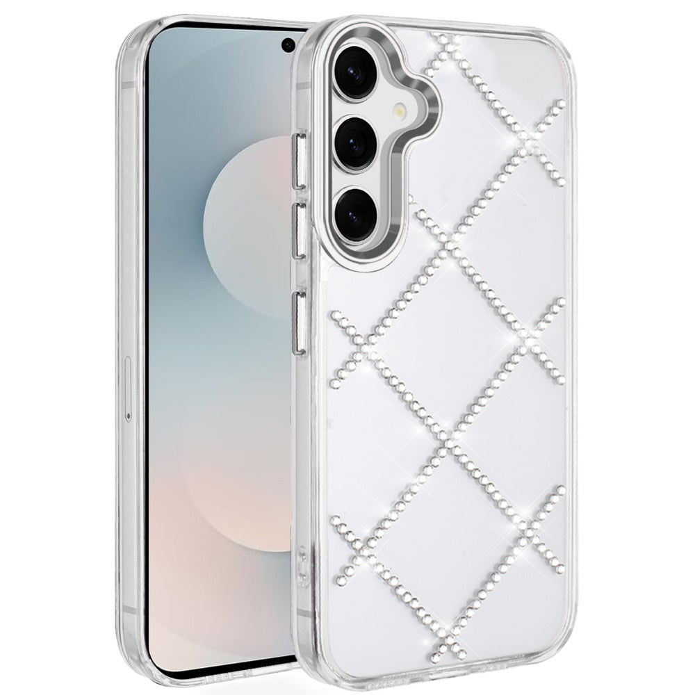 For Samsung S25 FE Case Crystal Gem Bling Diamond Pattern Cover + Tempered Glass