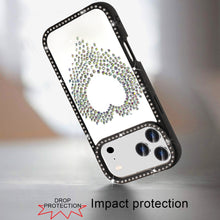 For iPhone 17 Pro Max Case Heart Shaped Crystals Bling Border + Tempered Glass