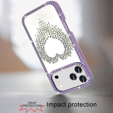 For iPhone 17 Pro Max Case Heart Shaped Crystals Bling Border + Tempered Glass